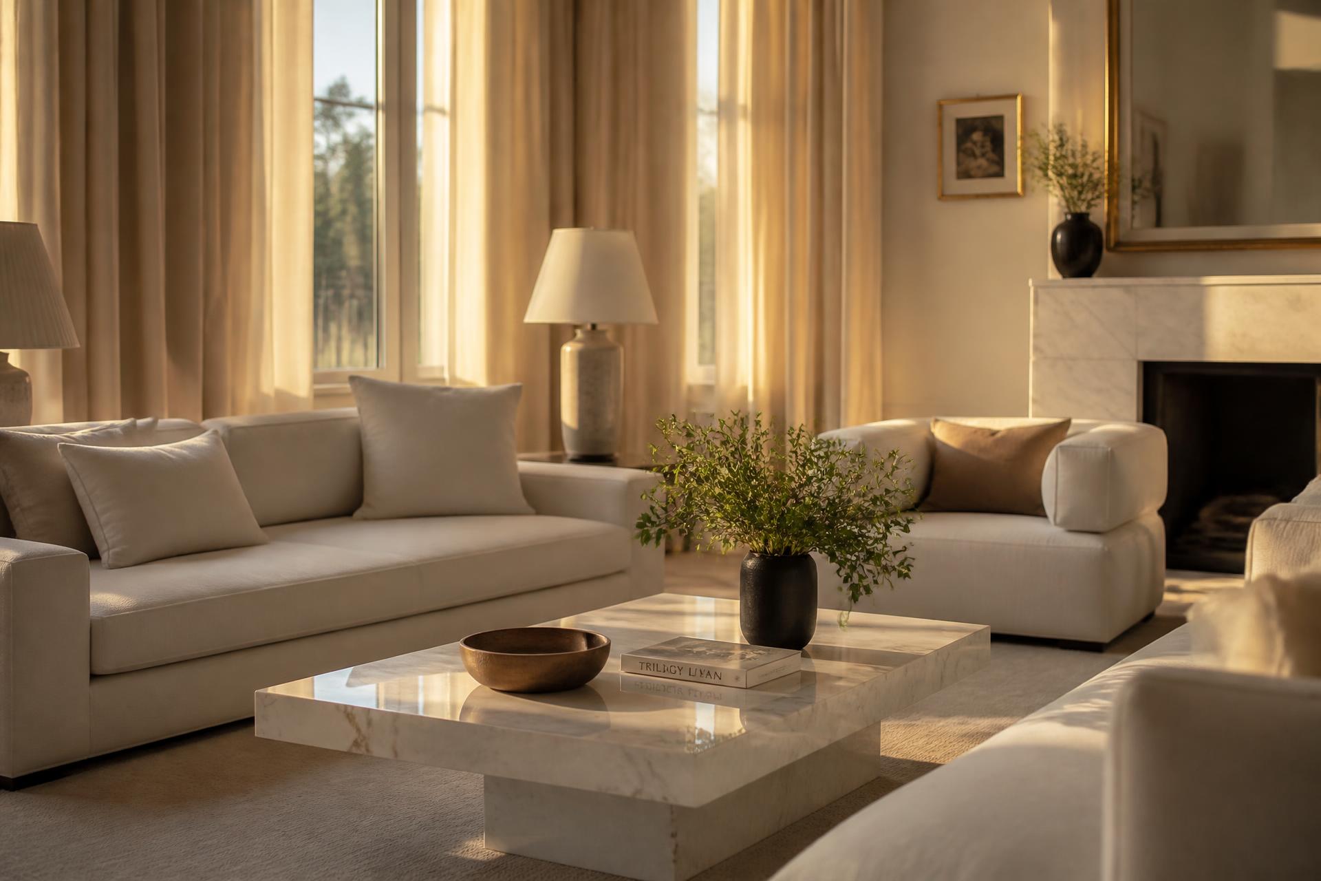 Luxury living room cleaned by AG Premier in Massachusetts